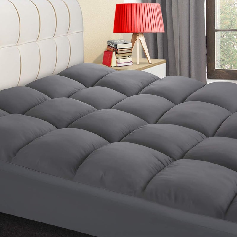 COONP Queen Mattress Topper, Extra Thick Pillowtop, Cooling Plush Mattress Pad Cover Bed Topper Protector with 8-21 Inch Deep Pocket (Grey, Queen) - Image 1